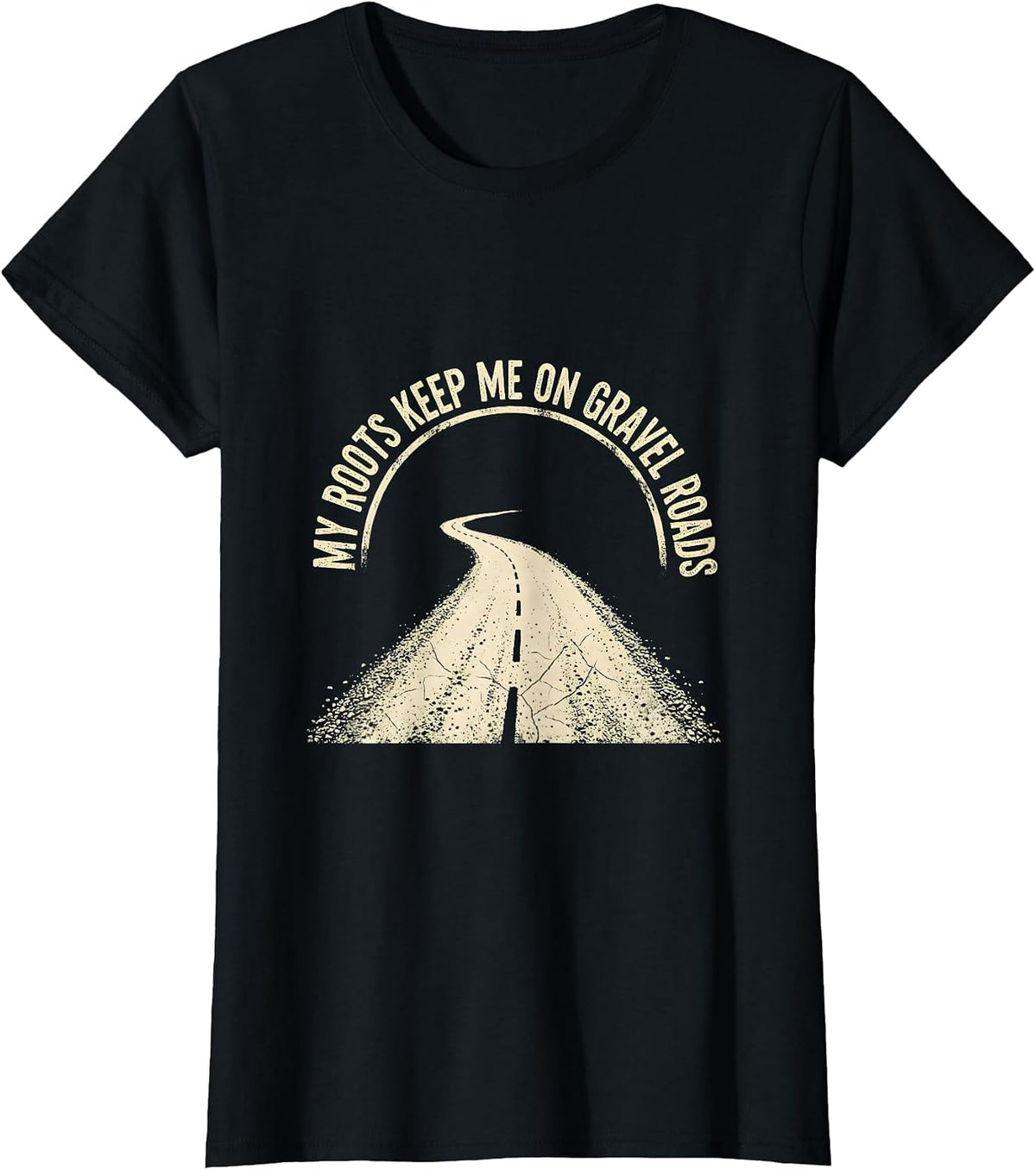 Women's My Roots Keep Me On Gravel Roads Boho Western Country Music T-Shirt - Black