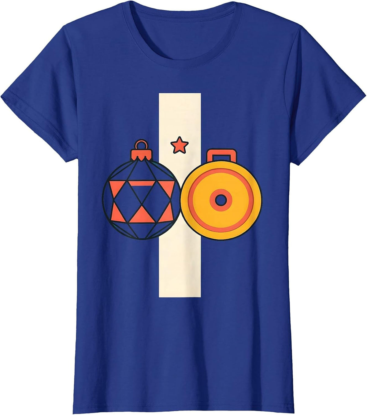 Women's Christmas Bauble Weight Plate Gym Humor Workout Gift T-Shirt - Royal Blue