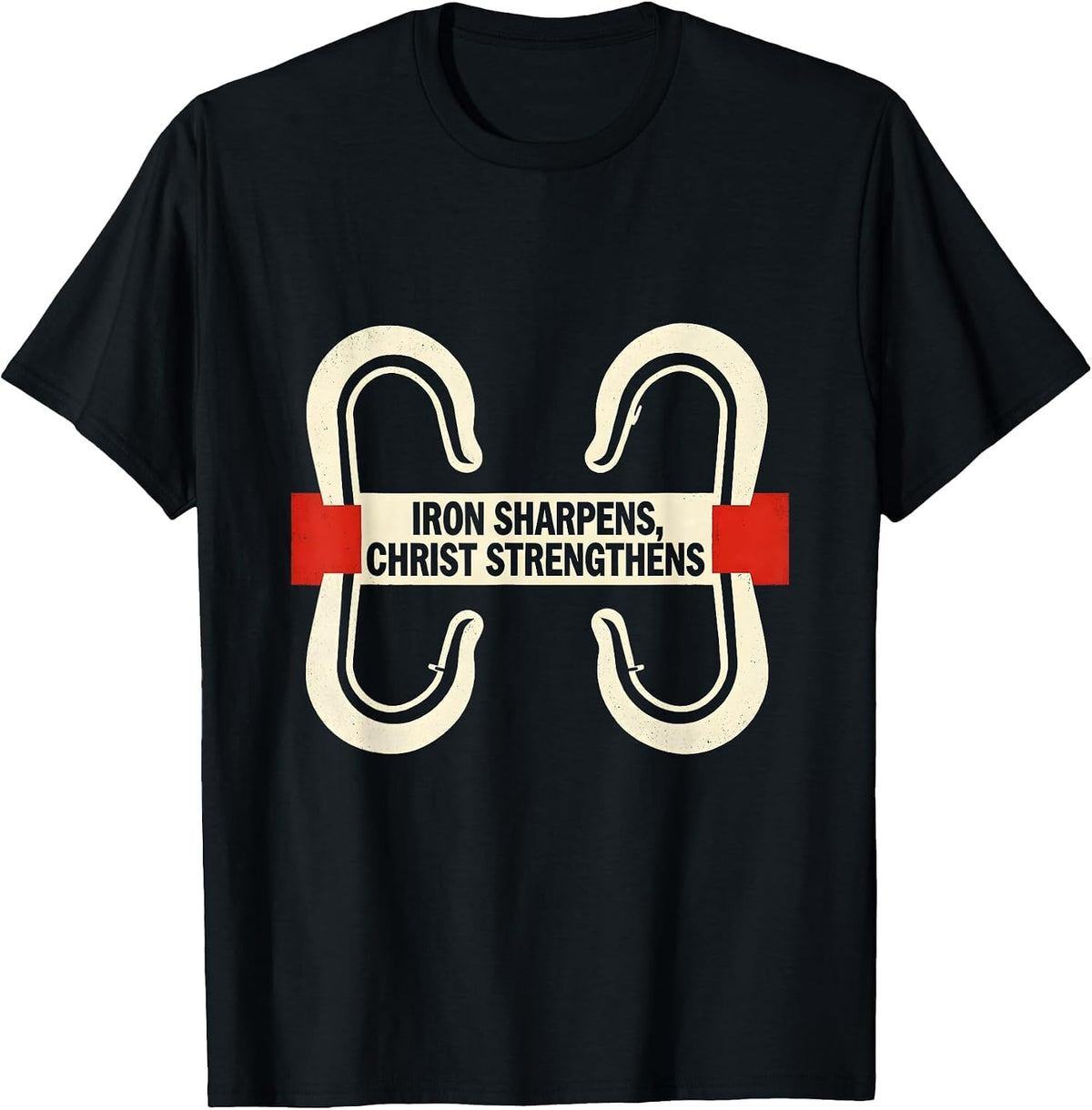 Men's Iron Sharpens, Christ Strengthens Faith Gym Workout T-Shirt - Black