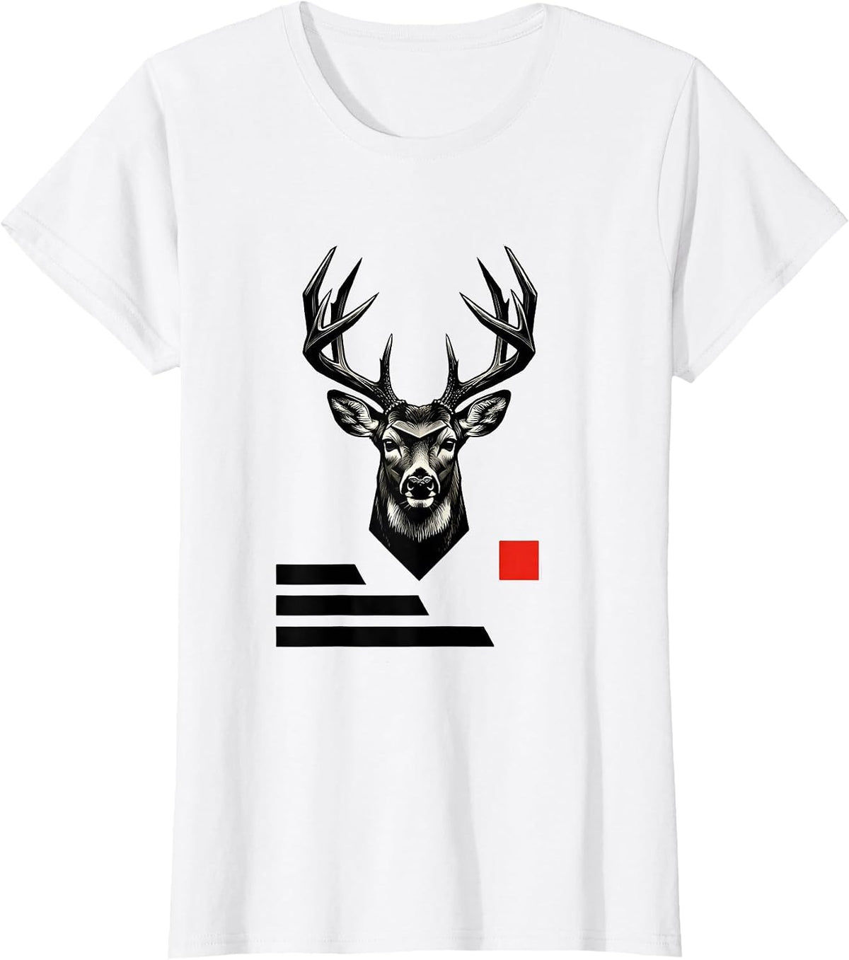 Women's Geometric Whitetail Crown Deer Hunting Dad Humor T-Shirt - White