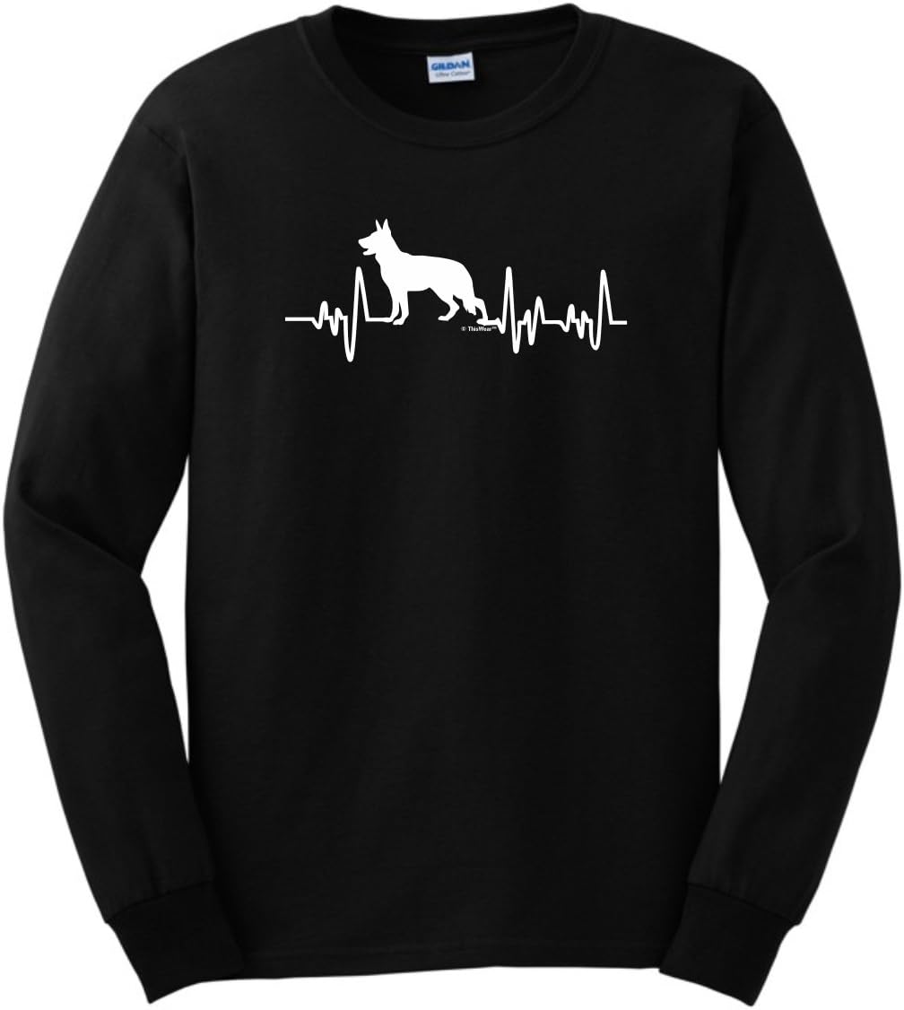 German Shepherd Gifts Dog Lover Heartbeat Long Sleeve T-Shirt - Black