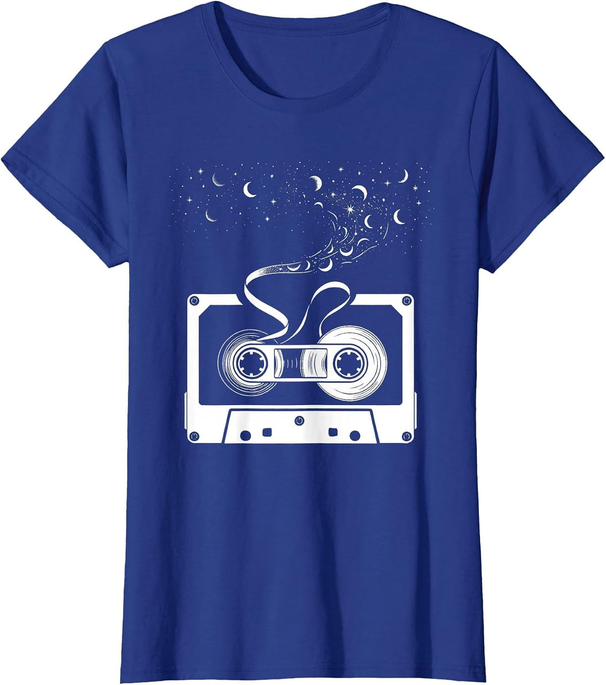 Women's Cassette Tape Night Sky Unraveling Galaxy T-Shirt - Royal Blue