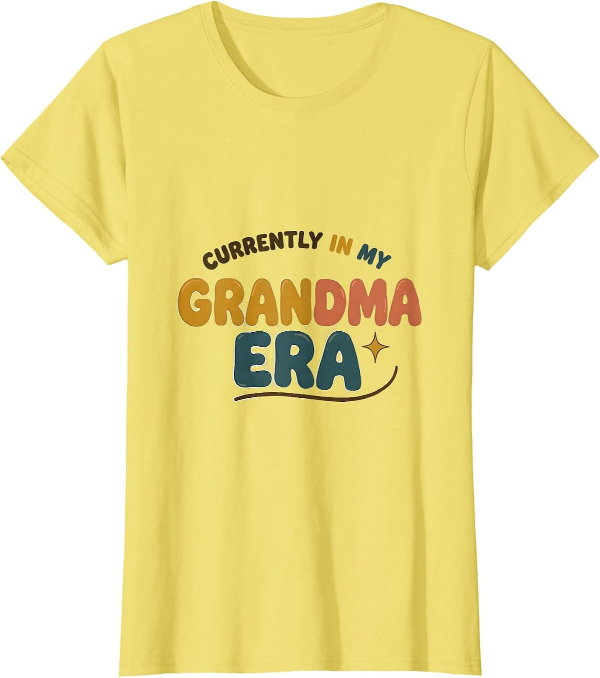 Women's Currently In My Grandma Era Retro Groovy Mother Grandmother T-Shirt - Lemon Yellow