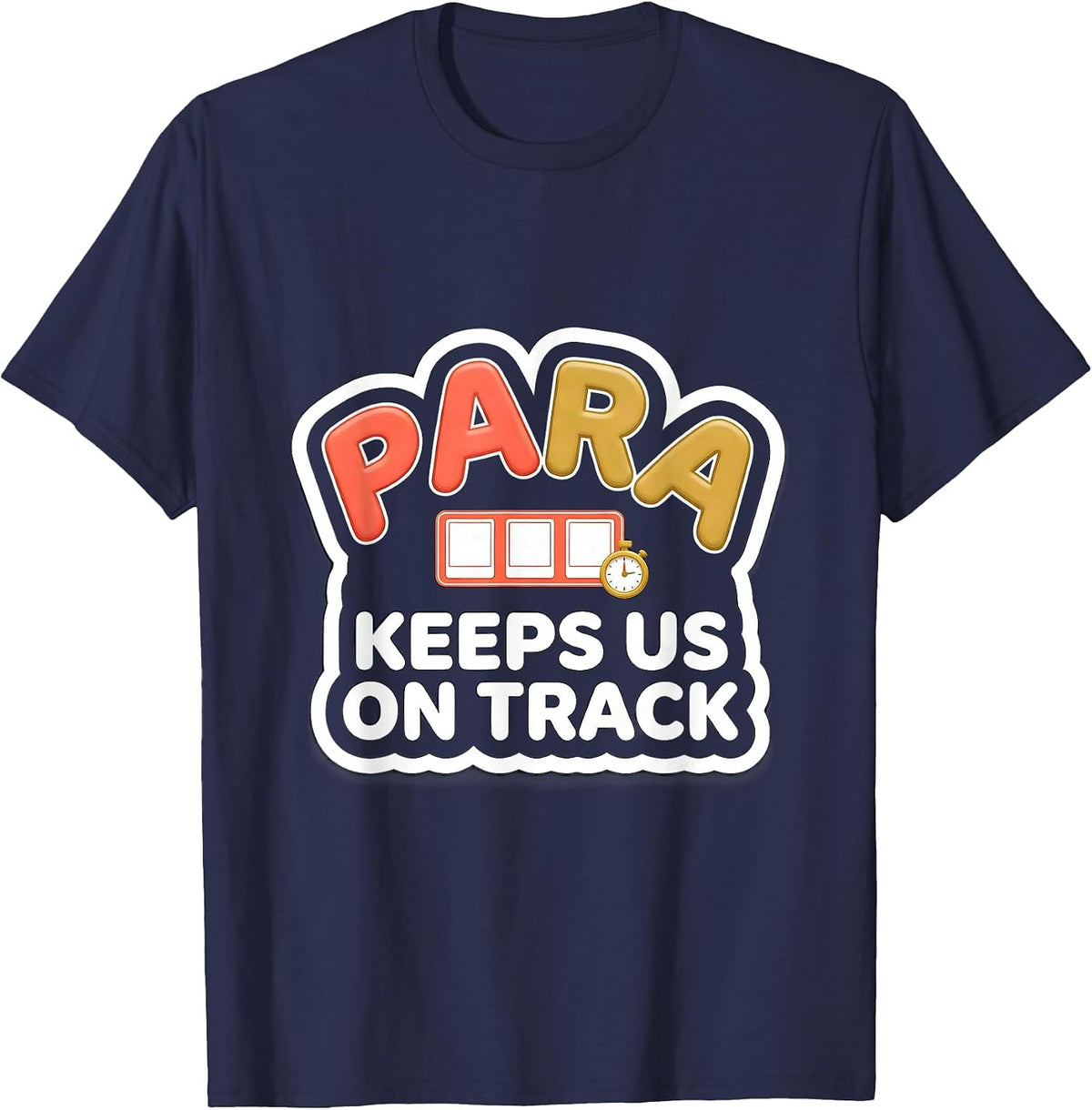 Men's Para Keeps Us On Track Funny Paraprofessional Paraeducator T-Shirt - Navy Blue