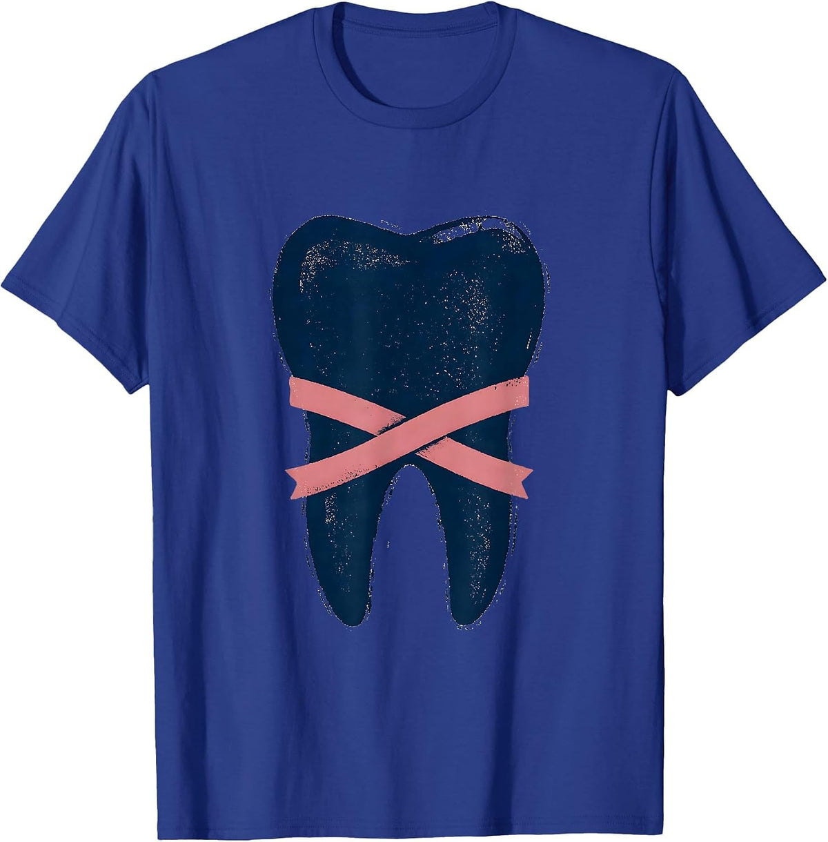 Stacked Tooth Pink Ribbon Dental Breast Cancer Awareness T-Shirt - Royal Blue