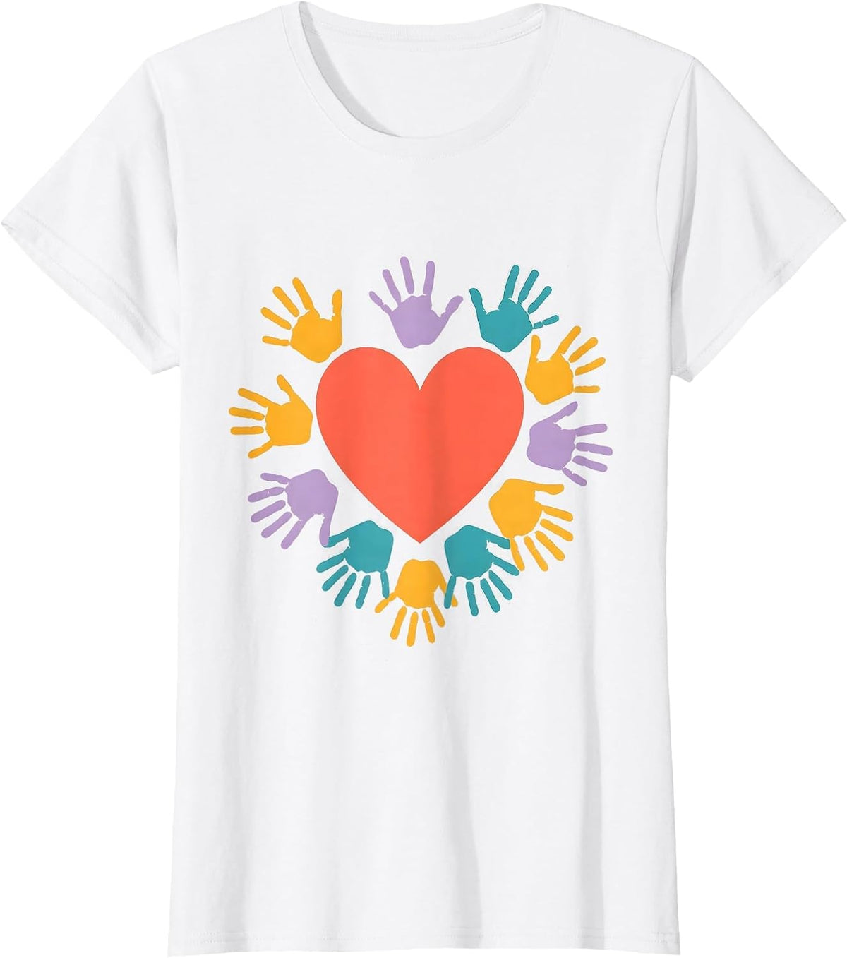 Kindergarten Teacher Tiny Handprints Big Heart T-Shirt - White