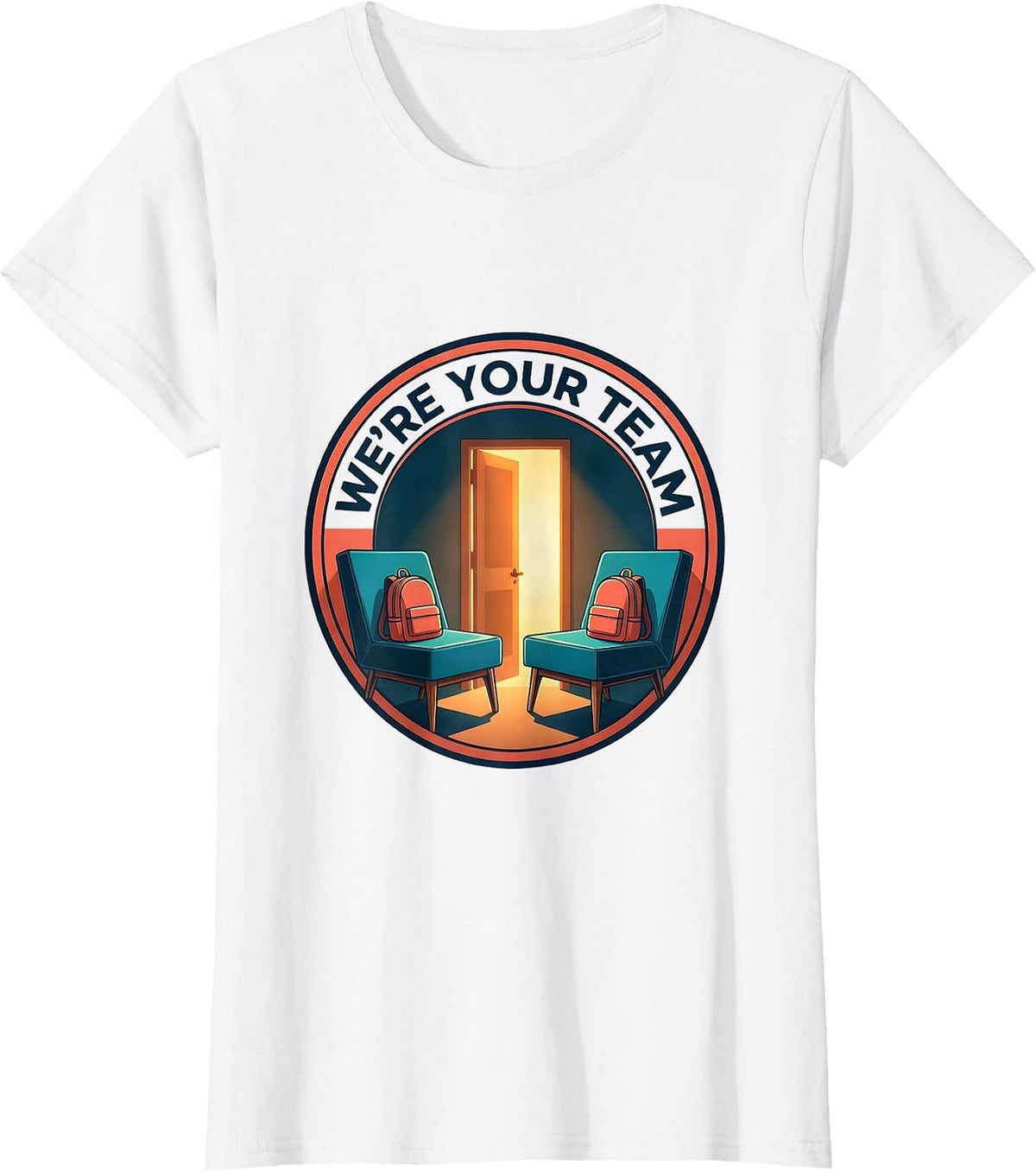 We're Your Team Midcentury Modern School Counselor Student T-Shirt - White