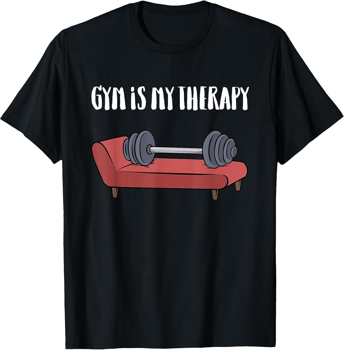 Gym is My Therapy Tshirt Funny Gym Shirt T-Shirt - Black