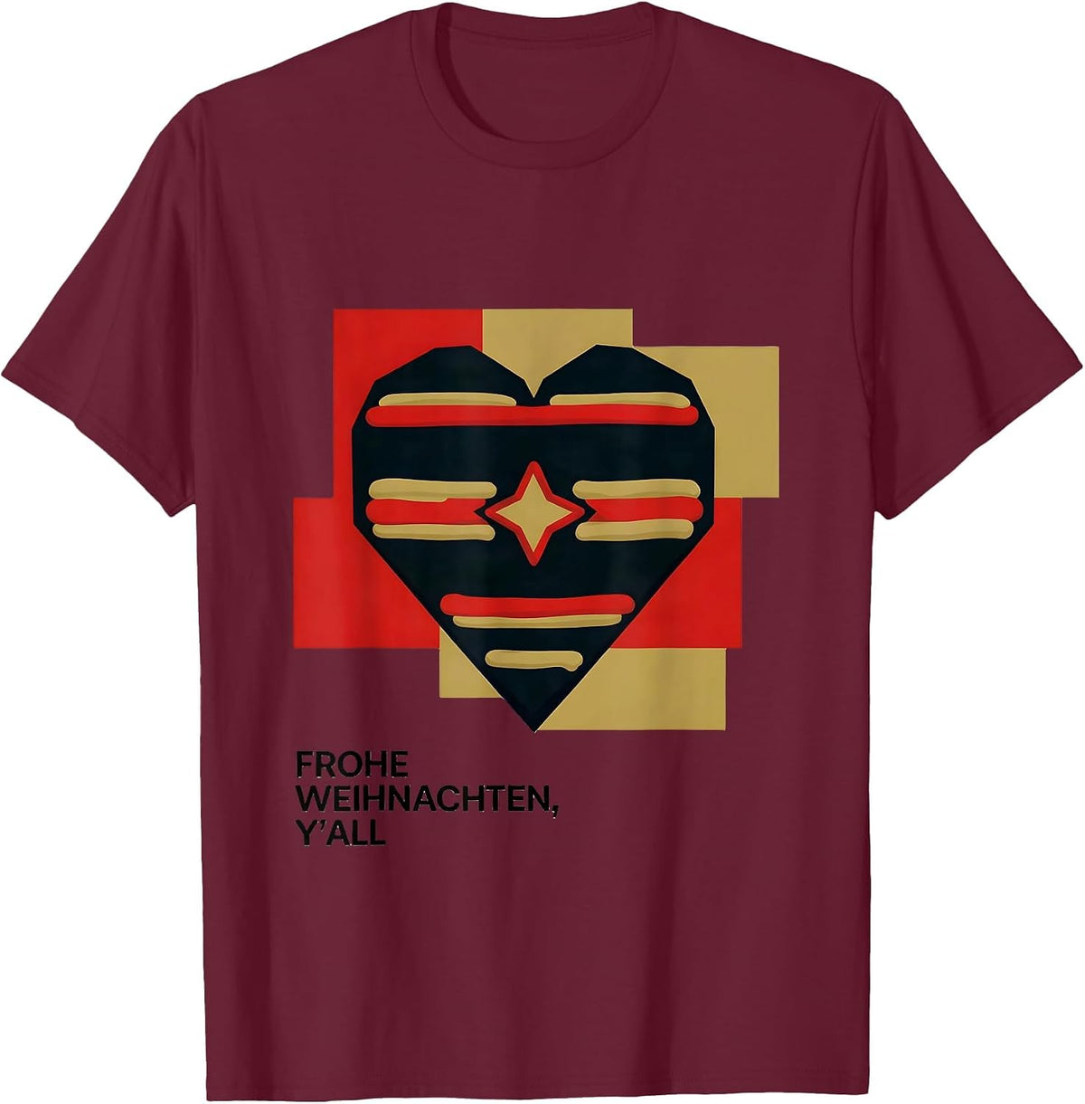 Frohe Weihnachten, Y'all German Heritage Humor Holiday Pride T-Shirt - Burgundy