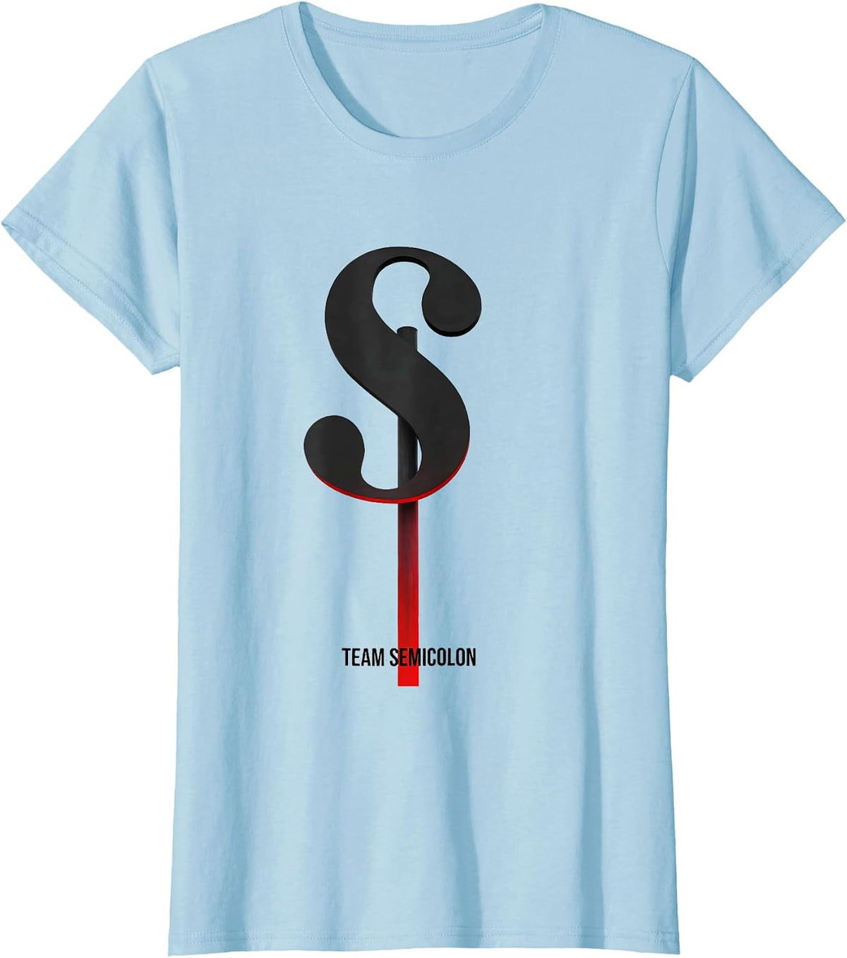 Women's Team Semicolon Funny Grammar Teacher Punctuation Humor T-Shirt - Baby Blue