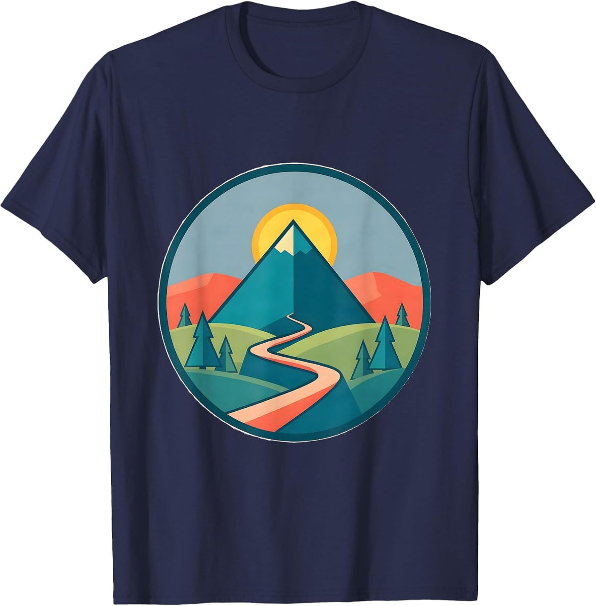 School Counselor Mountain Path Graphic Design T-Shirt - Navy Blue