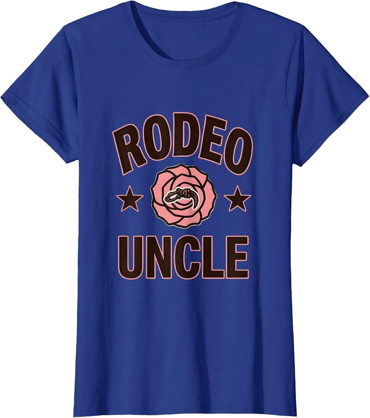 Women's Rodeo Uncle Pink Boots Coquette CowGirl Birthday Party T-Shirt - Royal Blue