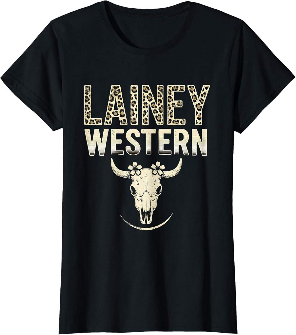 Lainey Western Boho Western Cowgirl Name Personalized Gift T-Shirt - Black
