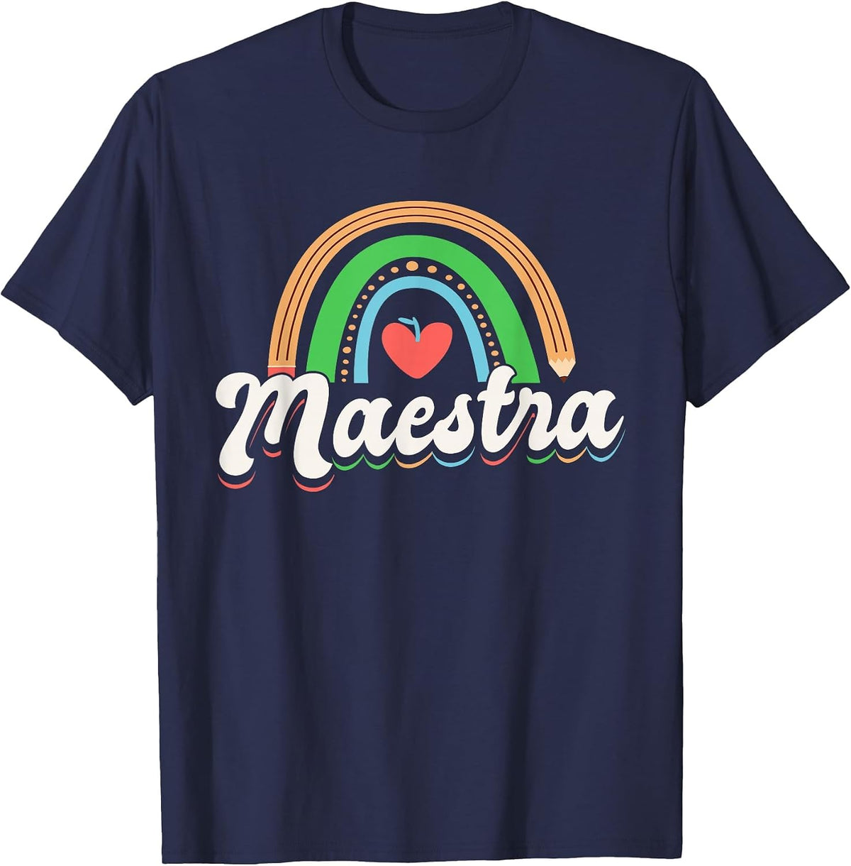 Maestra Spanish Teacher Bilingual T-Shirt - Navy Blue