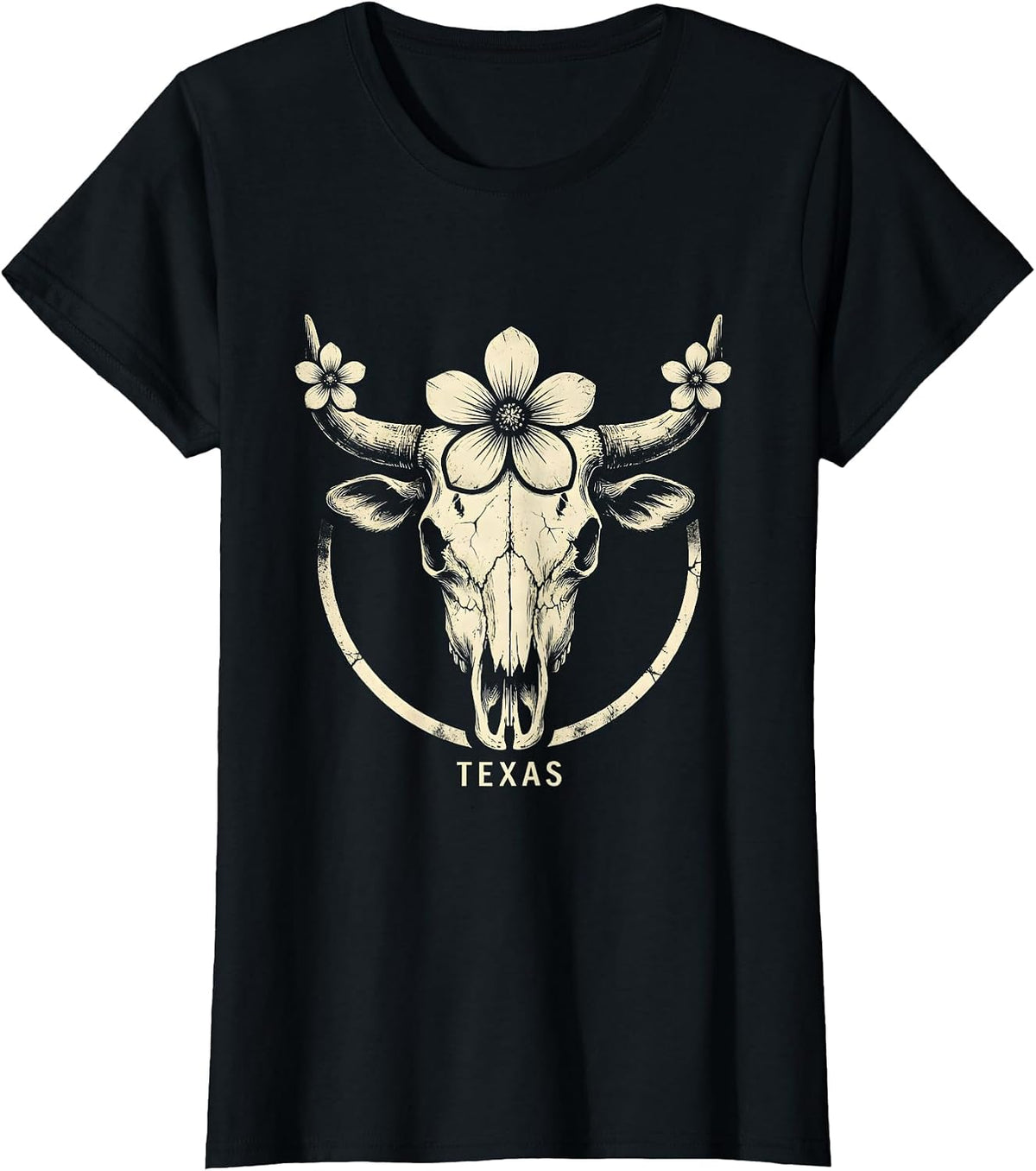 Texas Boho Western State Pride Cowgirl Aesthetic T-Shirt - Black