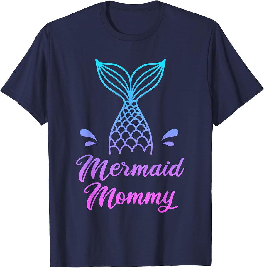 Mermaid Mommy Shirt, Mermom Security Apparel Fun Mothers Day T-Shirt - Navy Blue