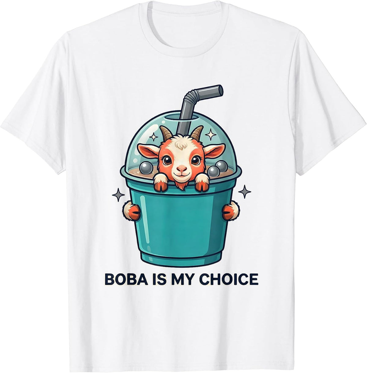 Men's Boba Is My Choice Kawaii Goat Boba Tea Lover Cute Anime T-Shirt - White
