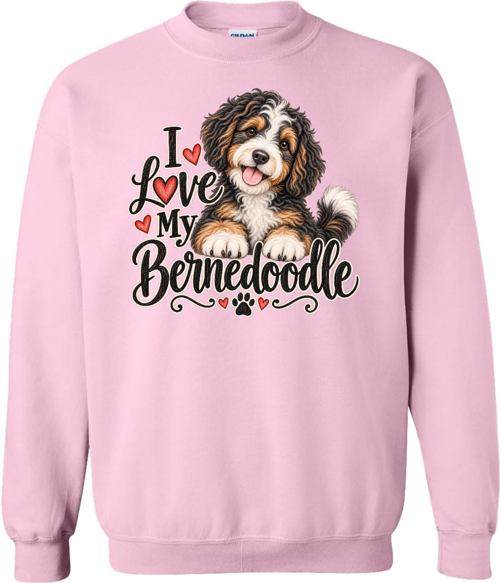 inktastic I Love My Bernedoodle Adult Sweatshirt - Pink