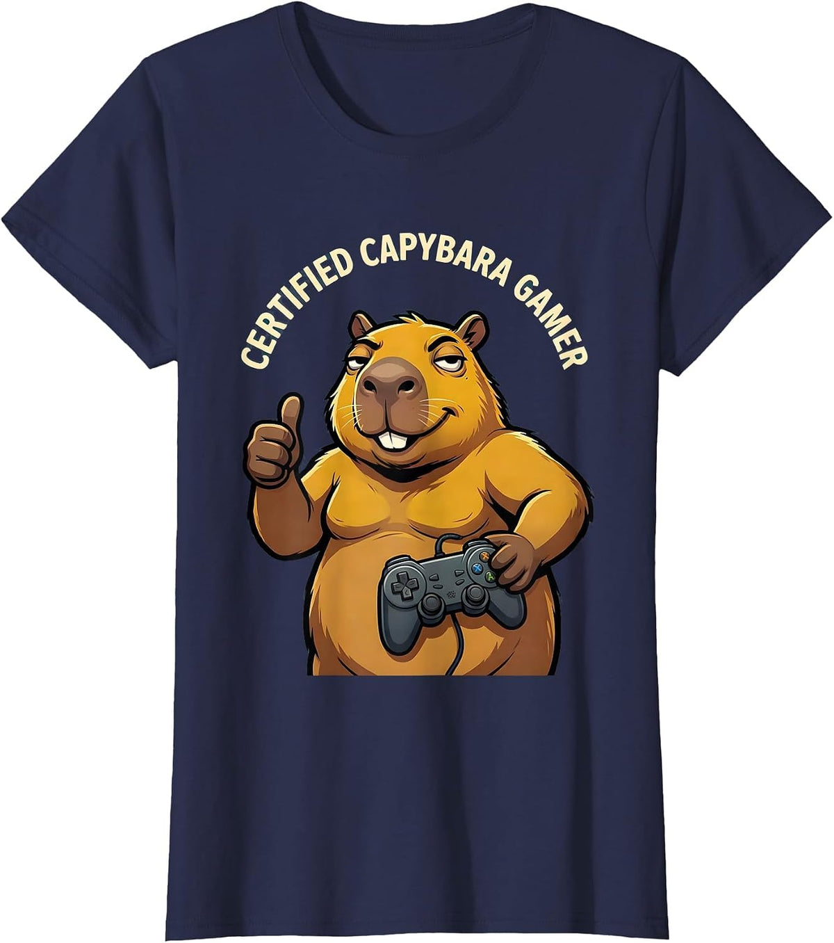 Women's Certified Capybara Gamer Funny Video Games Capybara Gamer T-Shirt - Navy Blue