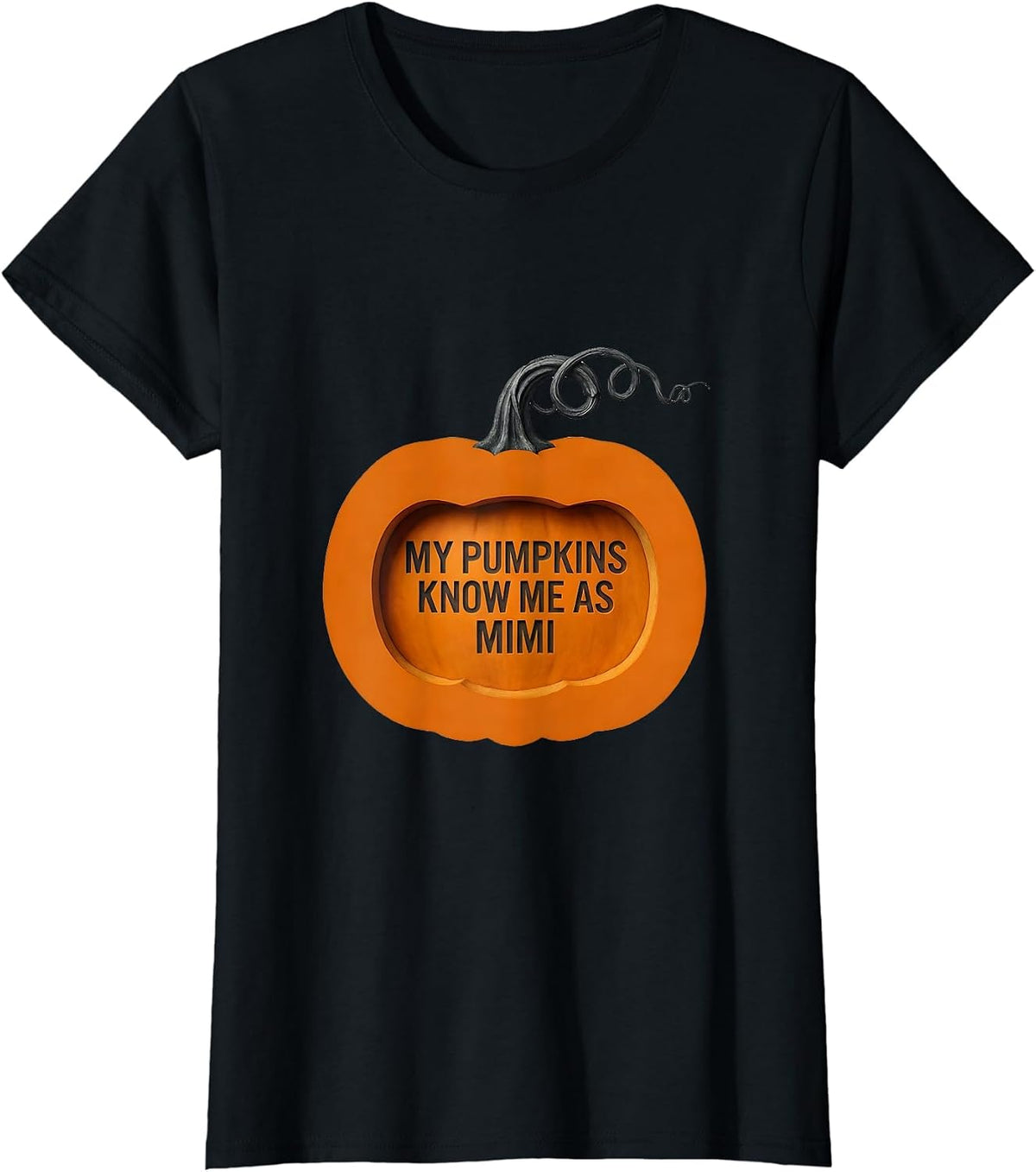 Women's My Pumpkins Know Me As Mimi Funny Halloween Pumpkin Novelty T-Shirt - Black