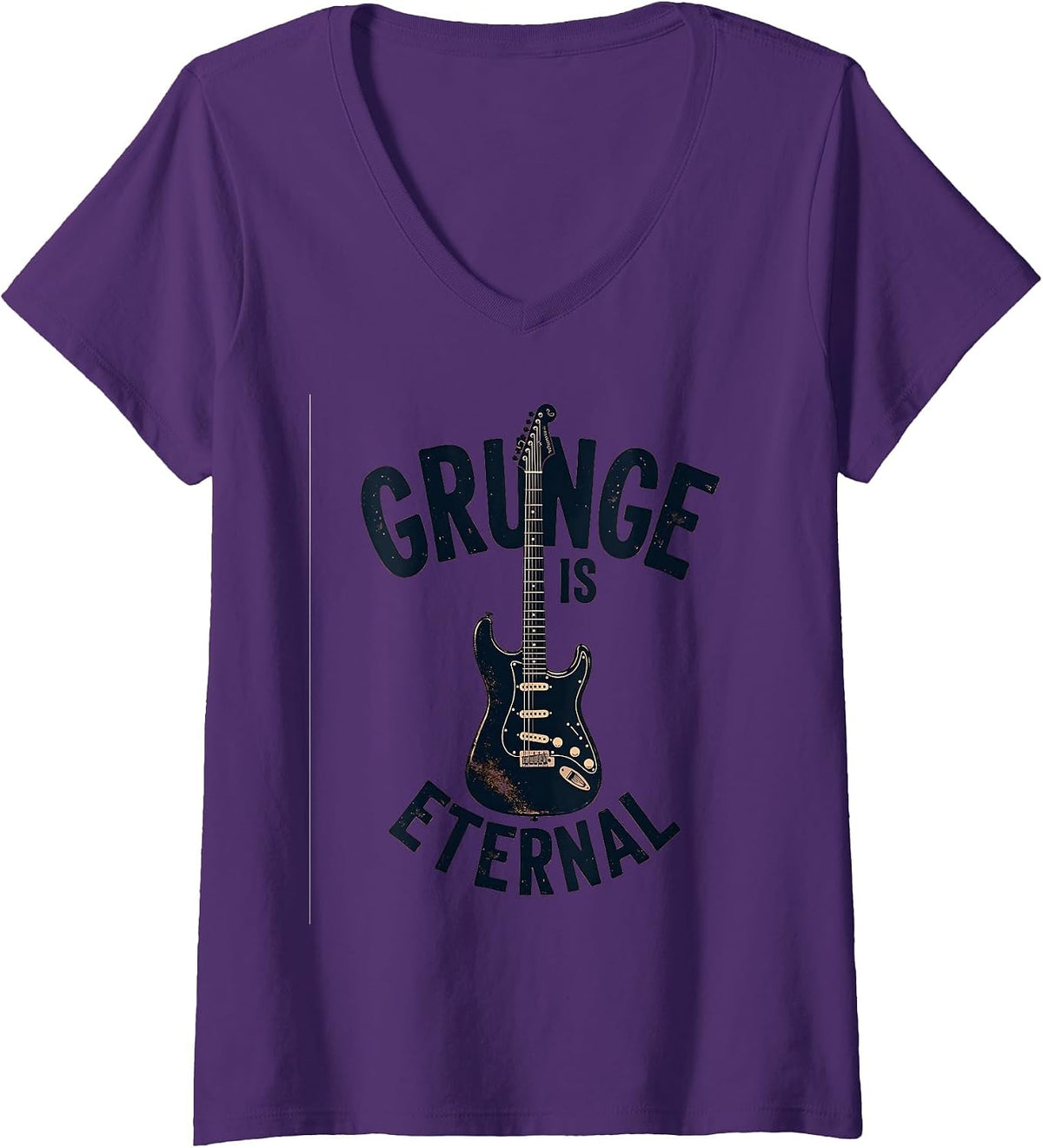 Women's Grunge Is Eternal 90s Band Rock Music Design V-Neck T-Shirt - Purple
