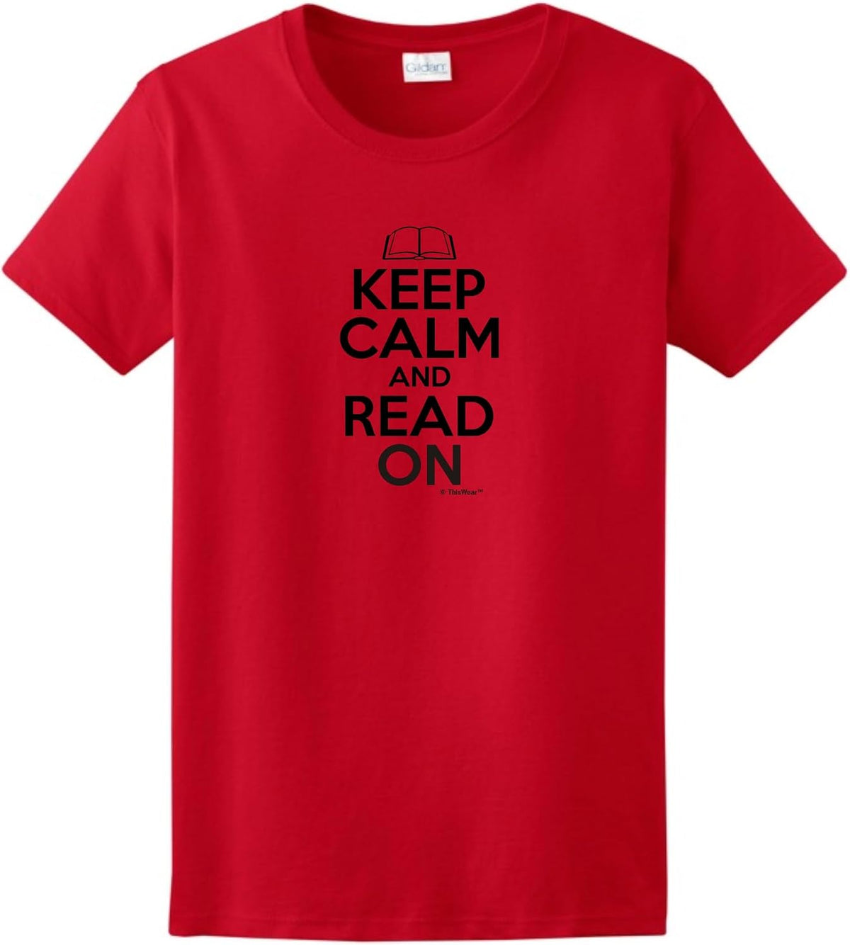 Keep Calm and Read On Ladies T-Shirt - Red