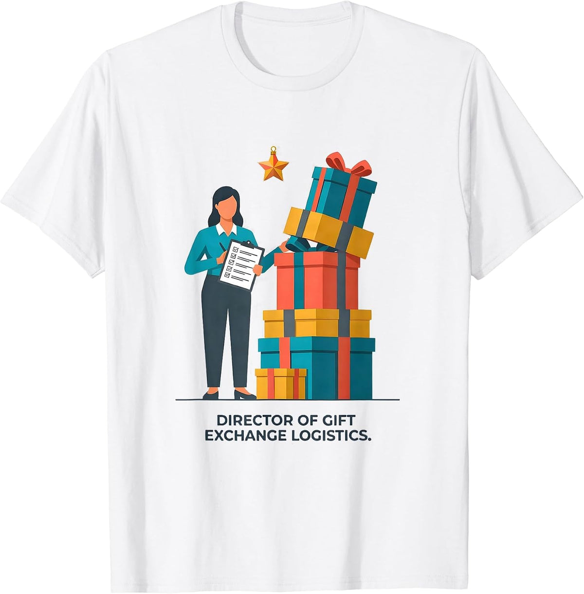 Men's Director Of Gift Exchange Logistics Funny Teacher Christmas T-Shirt - White