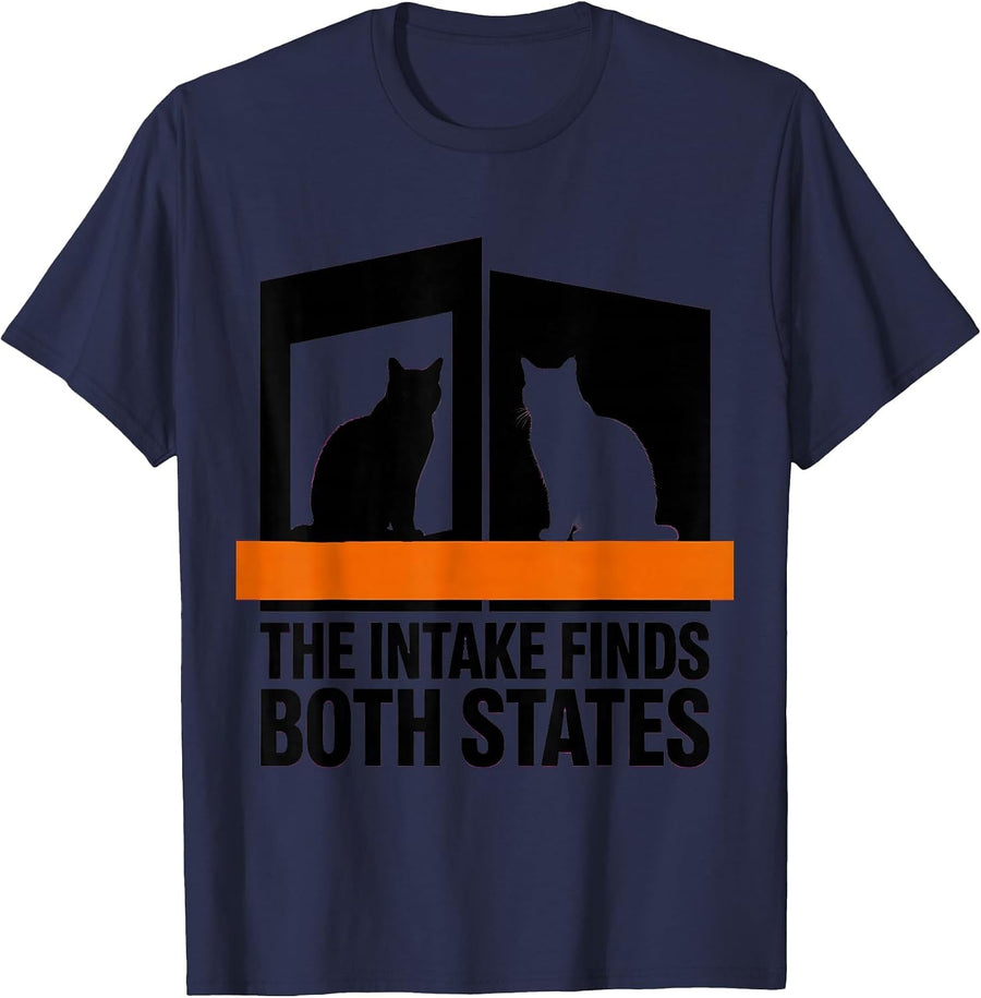 The Intake Finds Both States Brutalist Physics Nerd Humor T-Shirt - Navy Blue