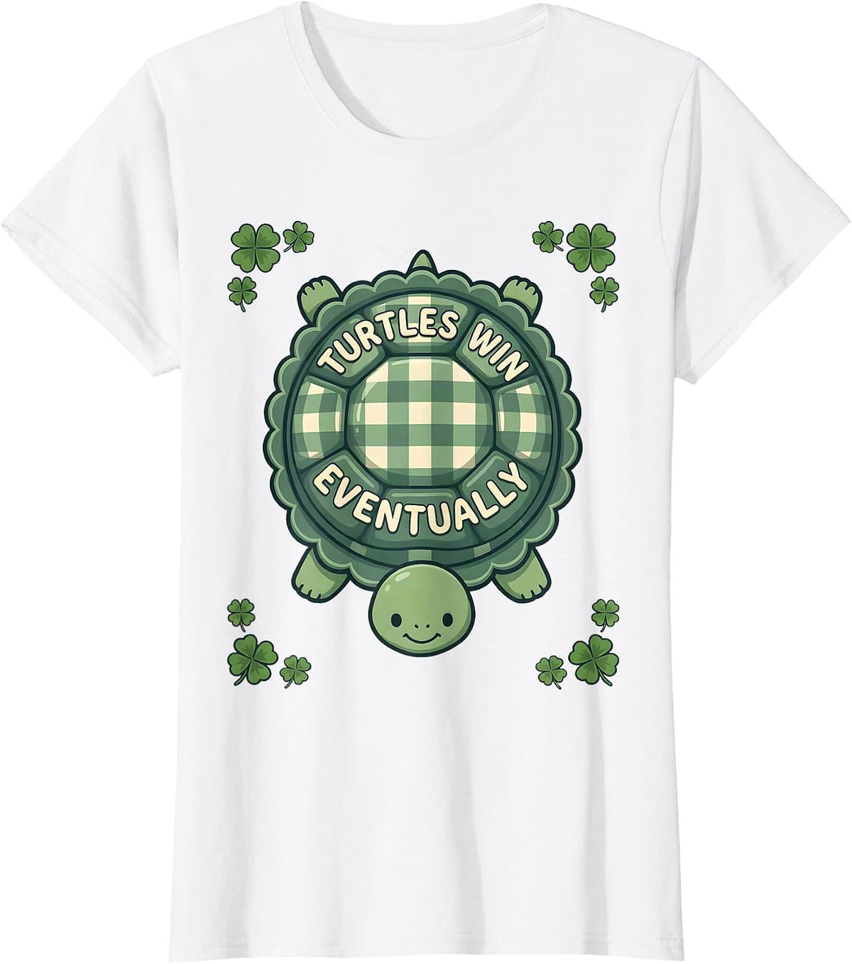 Women's Turtles Win Eventually Animal Kingdom Design T-Shirt - White