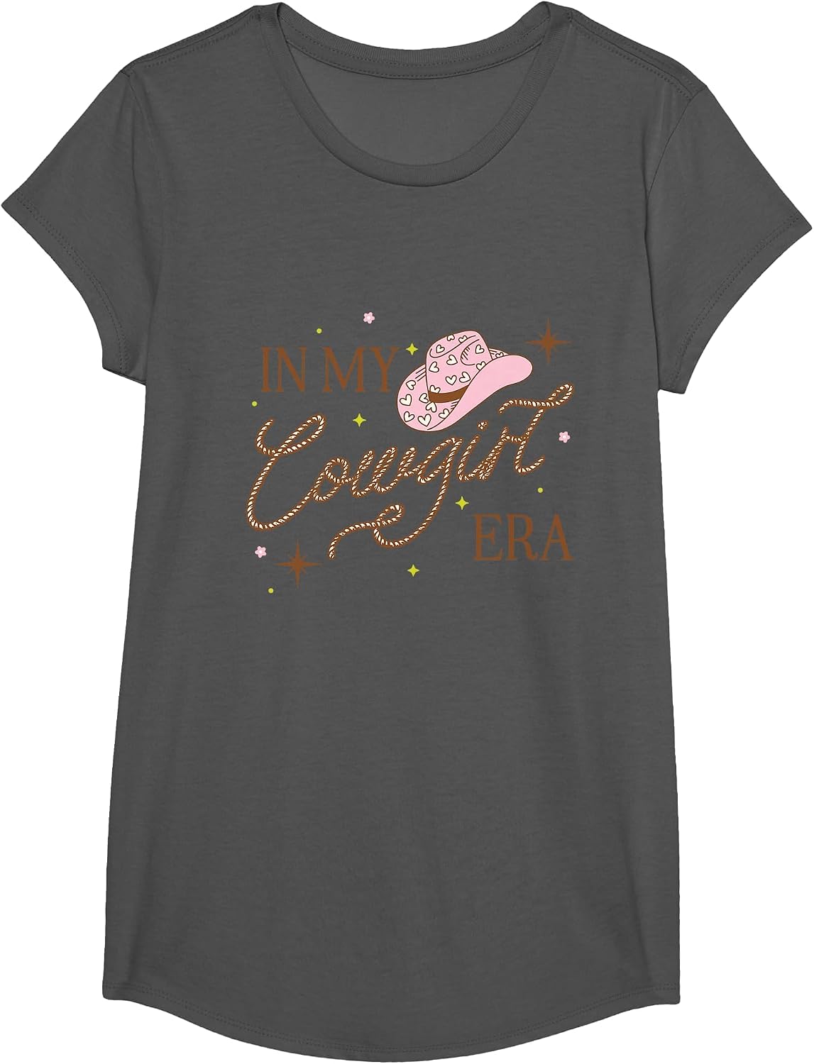 in My Cowgirl Era Southern Girl Rodeo Cowgirl T-Shirt - Girls Asphalt Grey