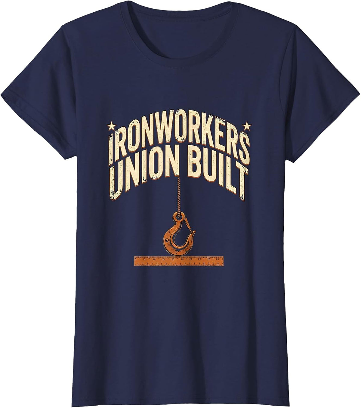Women's Ironworkers Union Built Heavy Condensed Block Sans Labor T-Shirt - Navy Blue