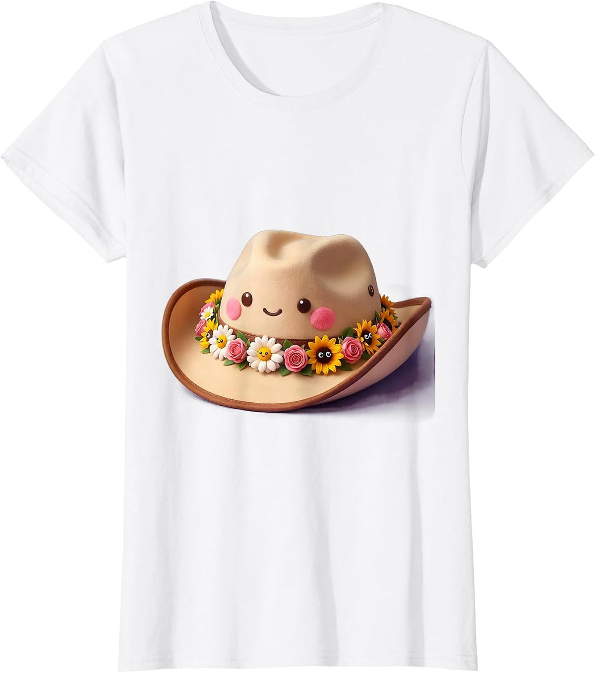 Floral Cowgirl Hat Wildflower Western Design T-Shirt - White