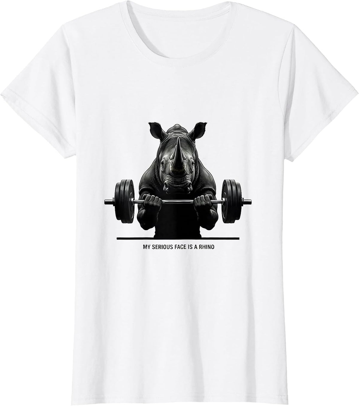 Women's My Serious Face Is A Rhino Funny Gym Weightlifting Workout T-Shirt - White
