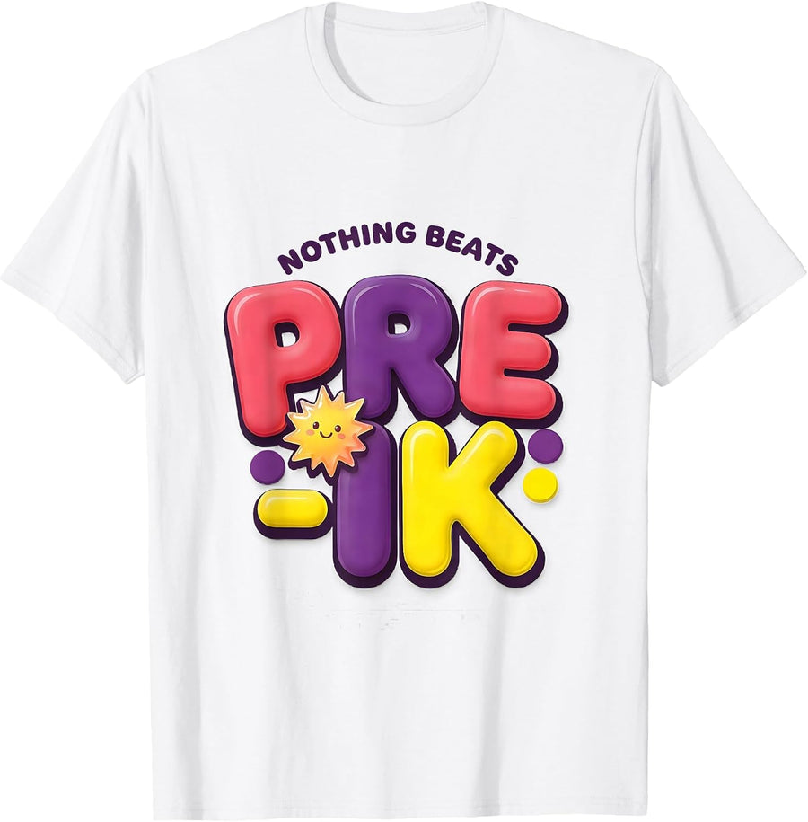 Nothing Beats Pre-K Funny Preschool Teacher Back to School T-Shirt - White