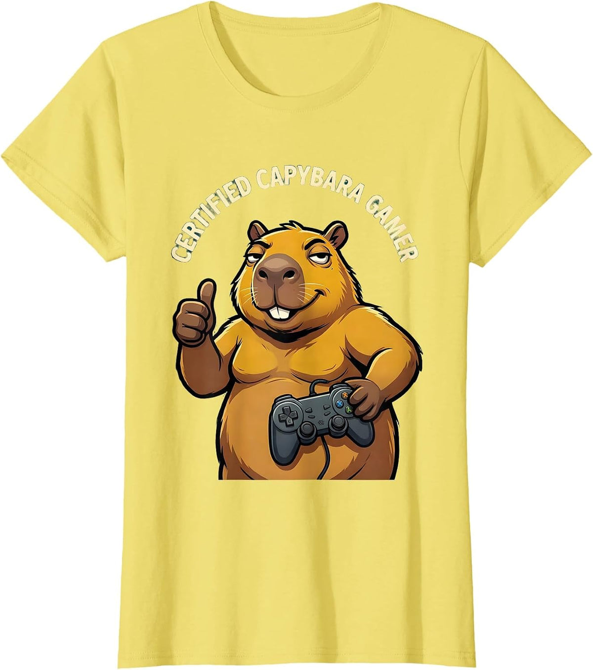 Women's Certified Capybara Gamer Funny Video Games Capybara Gamer T-Shirt - Lemon Yellow