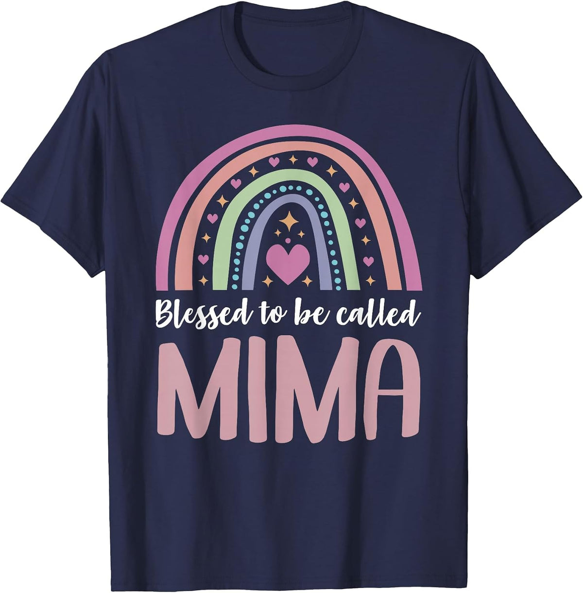 Mima Tee Shirt for Grandma Women Mothers Day Blessed Mima T-Shirt - Navy Blue