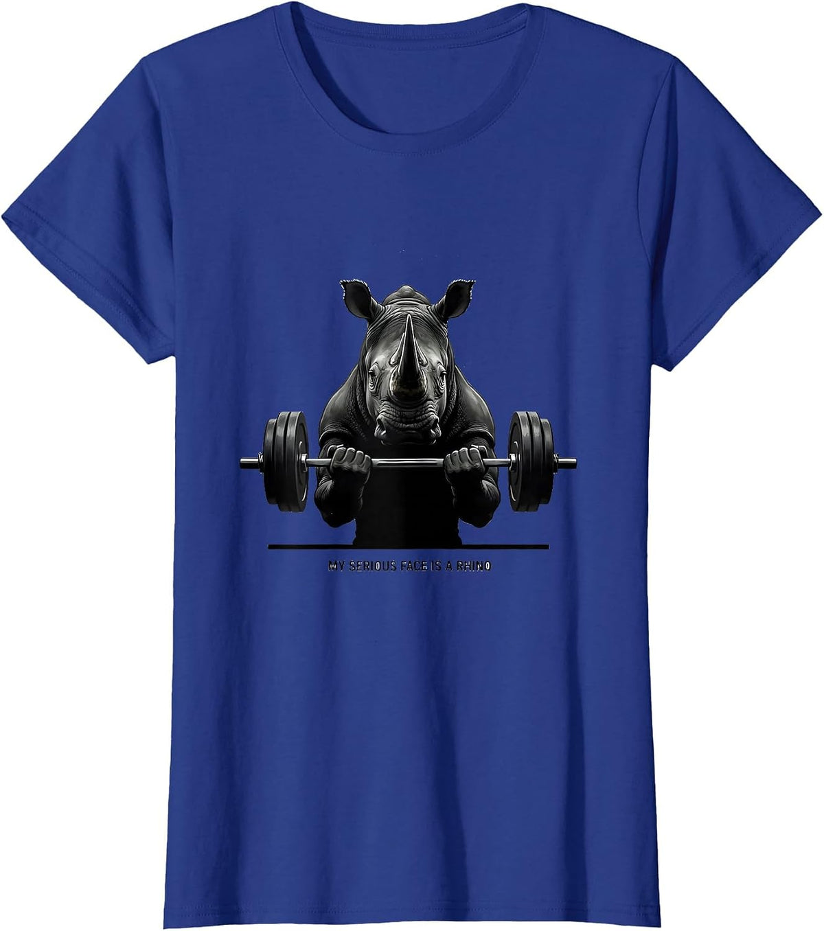 Women's My Serious Face Is A Rhino Funny Gym Weightlifting Workout T-Shirt - Royal Blue