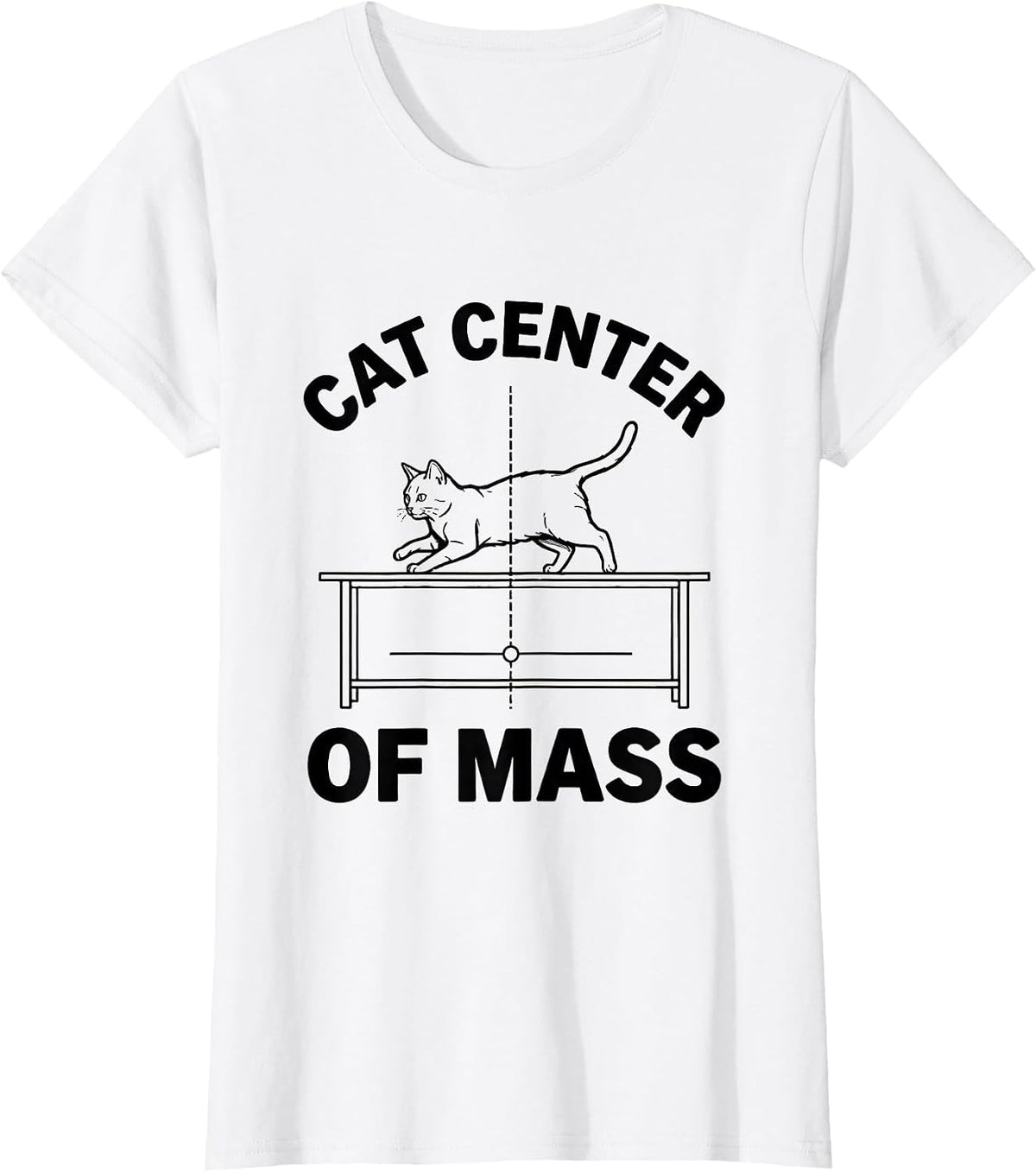 Cat Center Of Mass Funny Cat Science Math Teacher Student T-Shirt - White