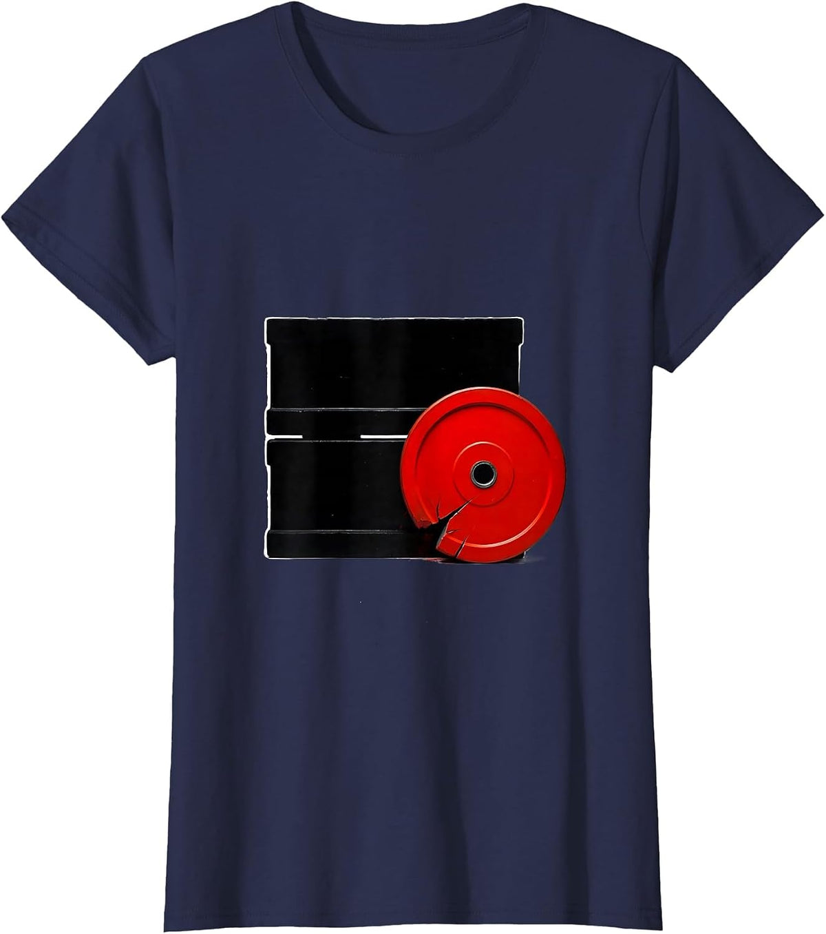 Women's Heavy Weight Plate List Brutalist Gym Humor Christmas T-Shirt - Navy Blue
