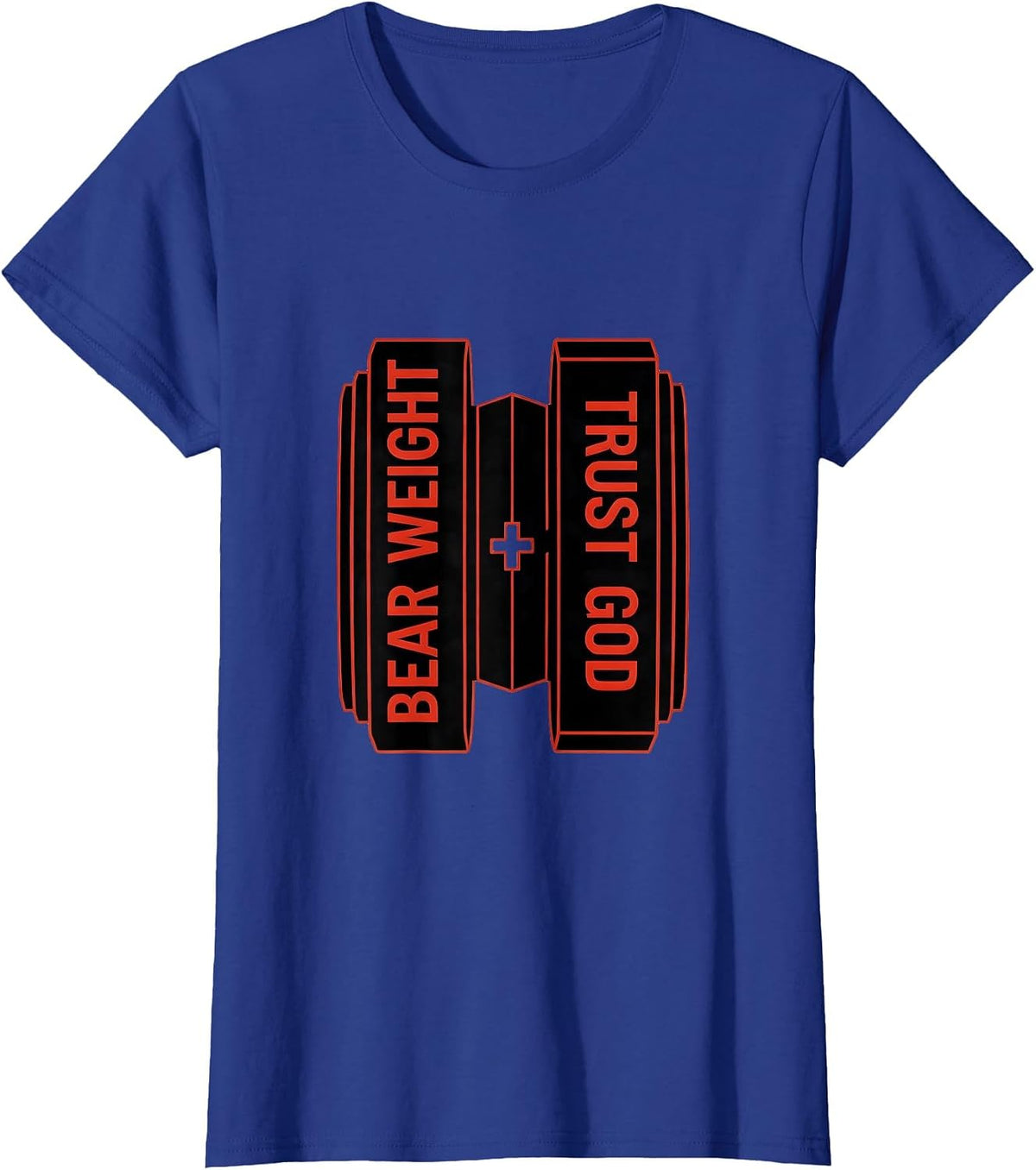 Women's Bear Weight Trust God Faith Fitness Gym Christian T-Shirt - Royal Blue