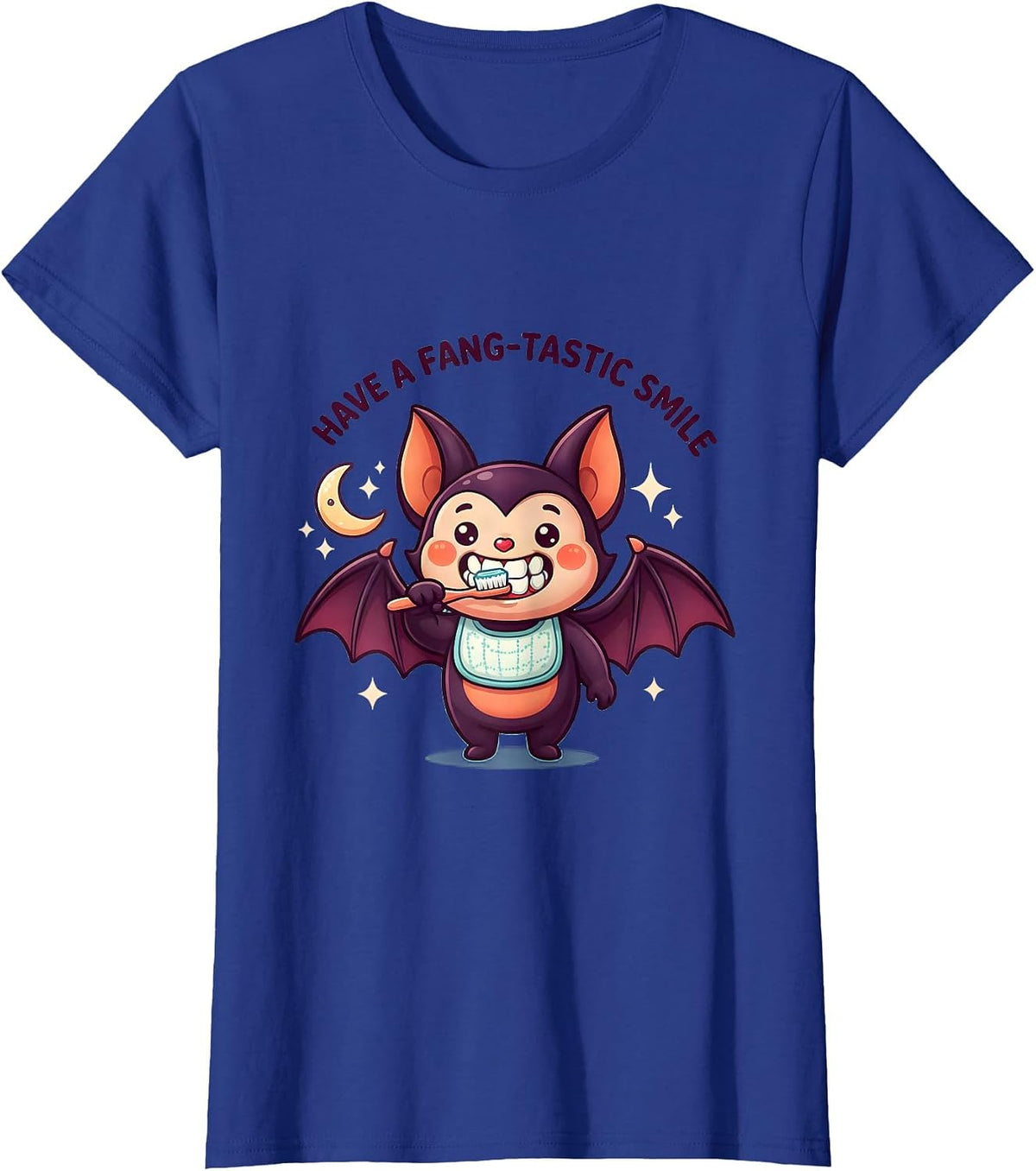 Women's Have A Fang-tastic Smile Cute Kawaii Halloween Dentist T-Shirt - Royal Blue