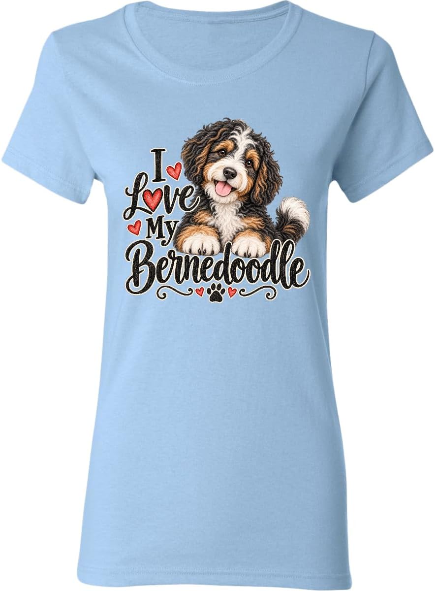 inktastic I Love My Bernedoodle Women's T-Shirt - Light Blue