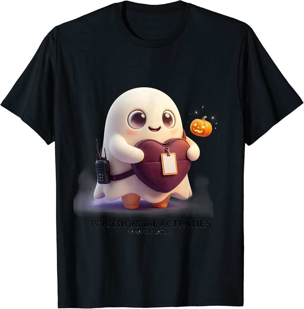 Men's Para Normal Activities Paraeducator Cute Ghost Halloween T-Shirt - Black