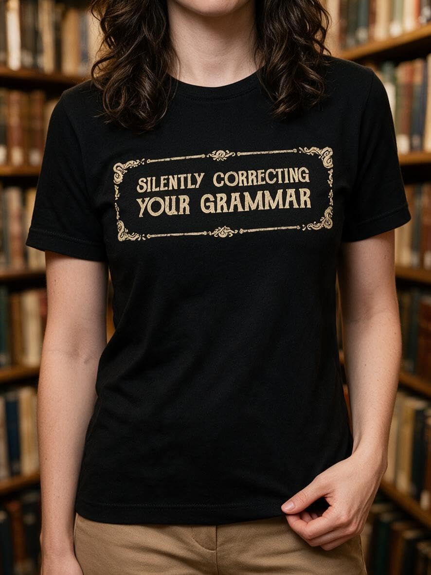 Silent Correction Your Grammar Funny Shirts for Men Graphic T-Shirts Black - Black