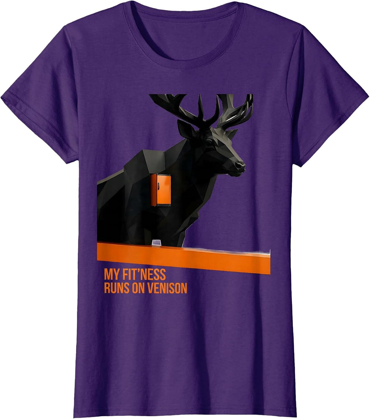Women's My Fit'ness Runs On Venison Funny Hunting Dad Deer Hunter T-Shirt - Purple
