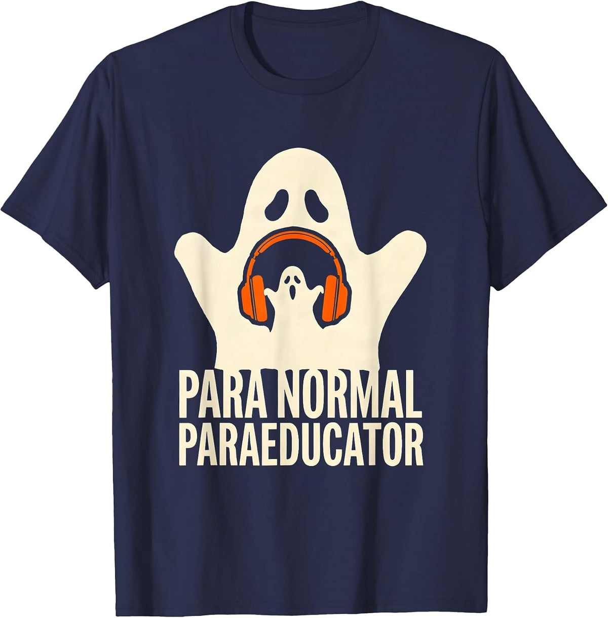 Men's Para Normal Paraeducator Stencil Ghost Halloween T-Shirt - Navy Blue