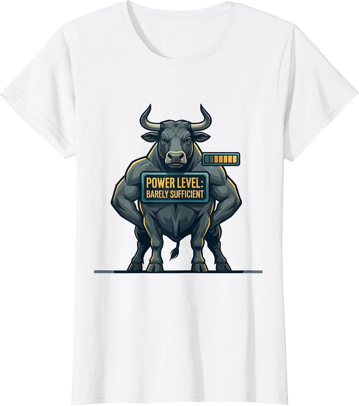 Power Level: Barely Sufficient Funny Gym Weightlifting T-Shirt - White