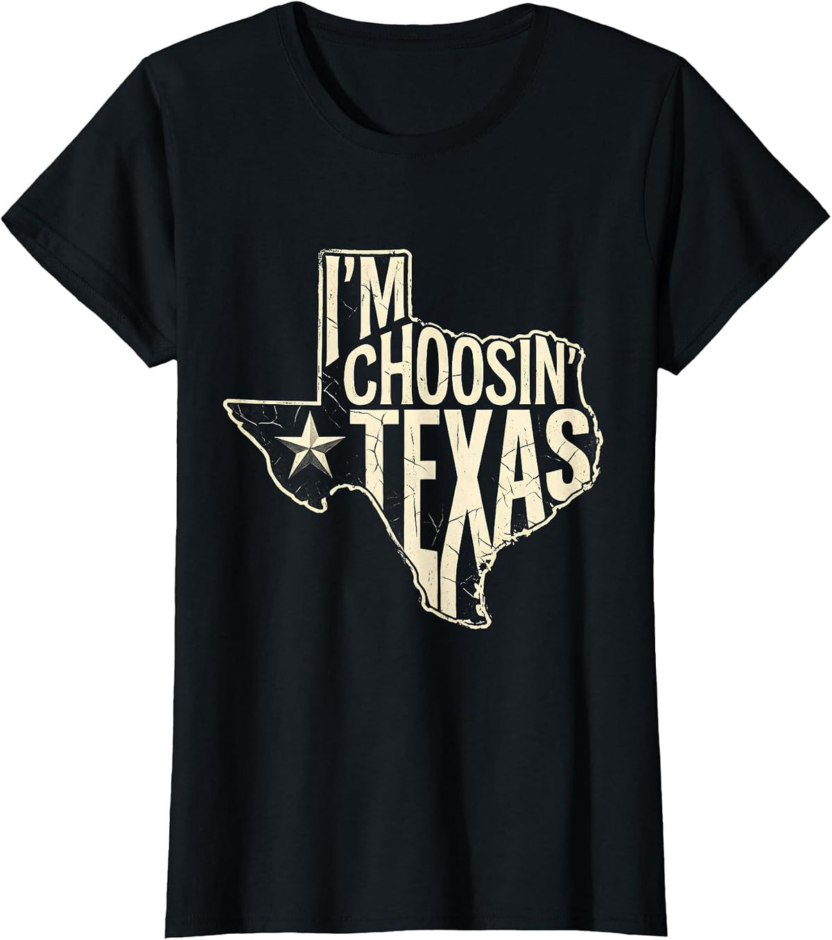I'm Choosin' Texas Boho Western Mono State Pride Vintage T-Shirt - Black