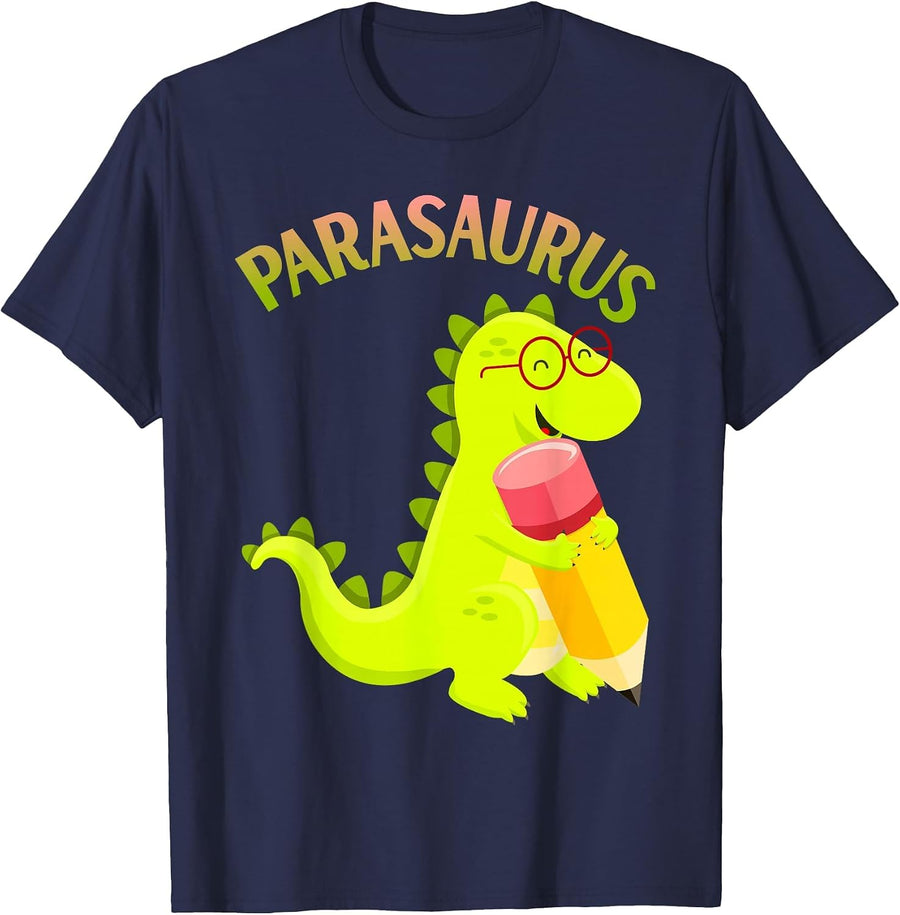Funny Parasaurus Paraeducator Paraprofessional Dinosaur T-Shirt - Navy Blue