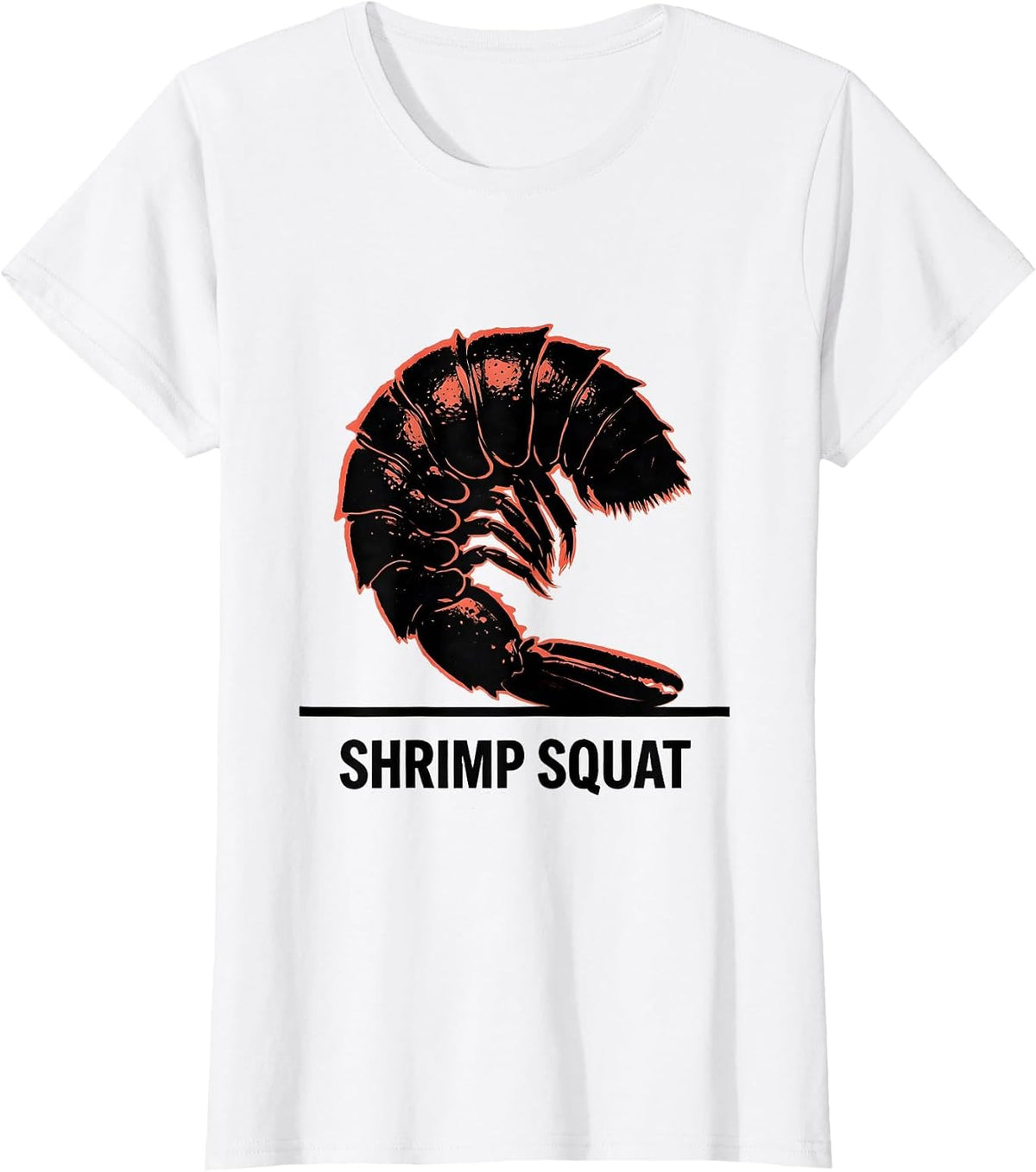 SHRIMP SQUAT Funny Gym Workout Animal Pun Weightlifting T-Shirt - White